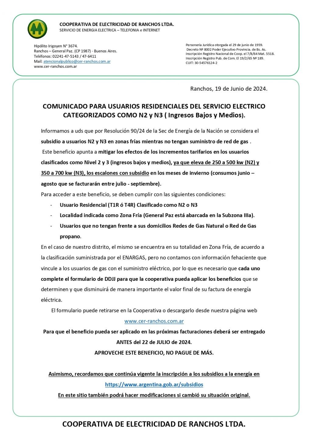 Cooperativa de Electricidad de Ranchos